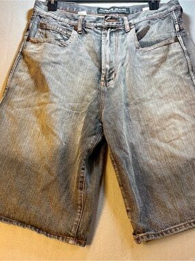 Y2K Koman Jeans Wide Leg Men's Gray Denim Shorts
